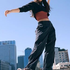 Free People Movement Mesmerize Me Women's Black Cargo Pants Sz XL NWT